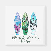 Waikiki Beach Oahu Surfbretter Magnet (Vorne)