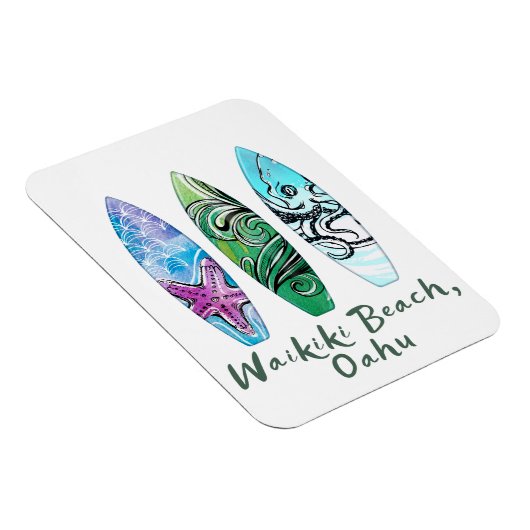 Waikiki Beach Oahu Surfbretter Magnet (Rechte Seite)