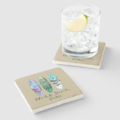 Waikiki Beach Oahu Surfbretter Steinuntersetzer (Seitenansicht)