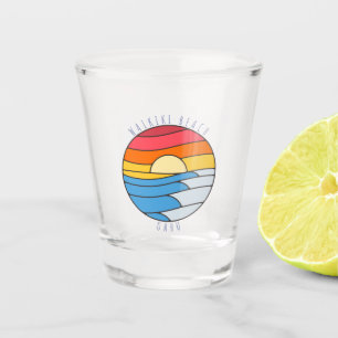 Waikiki Beach Oahu Vintag Beach Sunset Schnapsglas