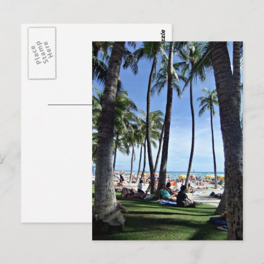 Waikiki Beach Postkarte (Vorne/Hinten)