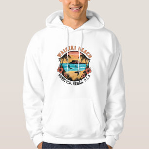 Waikiki Beach Retro Vignette Hoodie