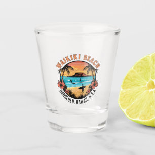 Waikiki Beach Retro Vignette Schnapsglas