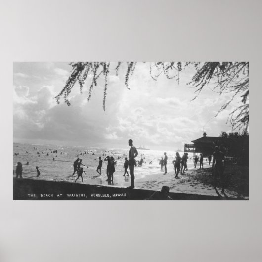 Waikiki Beach Scene in Honolulu Poster (Vorne)