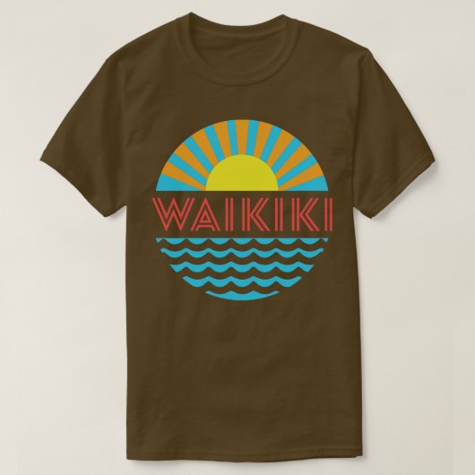Waikiki Beach Sun and Waves T-Shirt (Design vorne)