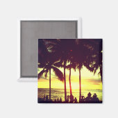 Waikiki Beach Sunset Magnet (Vorderseite/Rückseite)