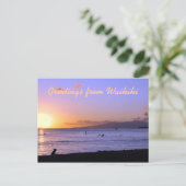 Waikiki Beach Sunset Postcard Postkarte (Stehend Vorderseite)