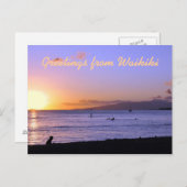 Waikiki Beach Sunset Postcard Postkarte (Vorne/Hinten)