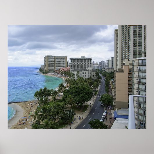 WAIKIKI BEACH und KALAKAUA AVENUE - HAWAII Poster (Vorne)