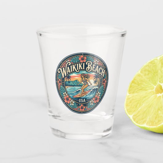 Waikiki Beach USA Schnapsglas (Vorderseite)
