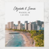 Waikiki Gastgeschenk Hochzeit Hawaii Weinetikett (Einzelnes Label)
