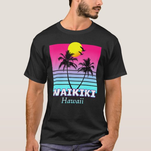 Waikiki Hawaii Aloha Surf Sun Hawaiian Beach Islan T-Shirt (Vorderseite)