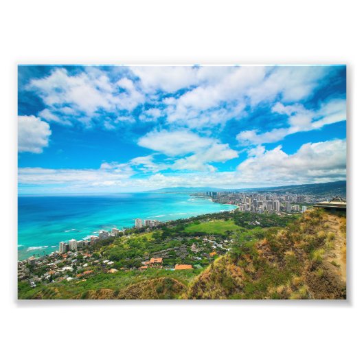 Waikiki, Hawaii aus dem Karottenkopfkrater Fotodruck (Vorne)