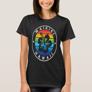 Waikiki Hawaii Hawaiianischer Tropischer Hibiskusb T-Shirt