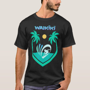 Waikiki Hawaii Oahu Surfen Strand Palmen Aloha USA T-Shirt