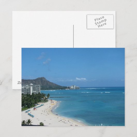 Waikiki Hawai'i Postkarte (Vorne/Hinten)