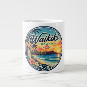 Waikīkī Hawaii Retro Reise Logo Jumbo-Tasse