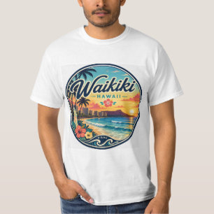 Waikīkī Hawaii Retro Reise Logo  T-Shirt