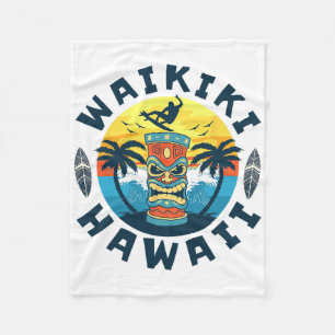 Waikiki Hawaii Strand Surfen Sommerferien Für M Fleecedecke