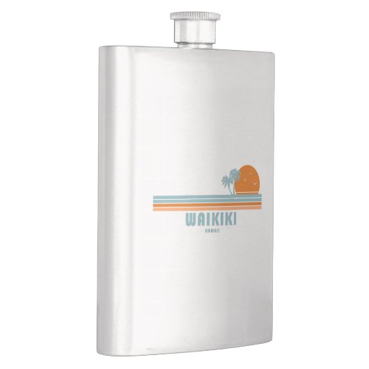 Waikiki Hawaii Sun Palm Trees Flachmann (Rechts)