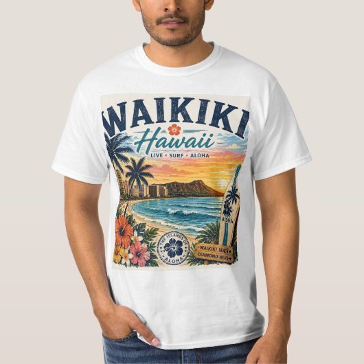 Waikiki Hawaii T-Shirt (Vorderseite)