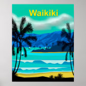 Waikiki Hawaii Travel Poster (Vorne)