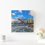 Waikiki-Hawaii-Wall-Uhr Quadratische Wanduhr (Zuhause)