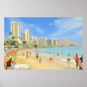 Waikiki Honolulu Hawaii - Kunstdrucken Poster