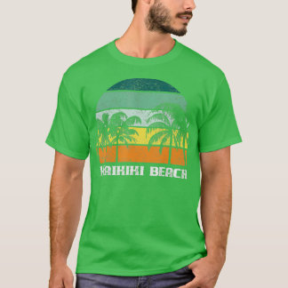 Waikiki Oahu Hawaii Palm Tree Sunset T-Shirt