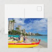 Waikiki, Oahu, Hawaii Postkarte (Vorne/Hinten)