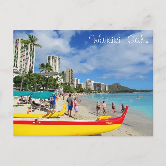Waikiki, Oahu, Hawaii Postkarte (Vorderseite)