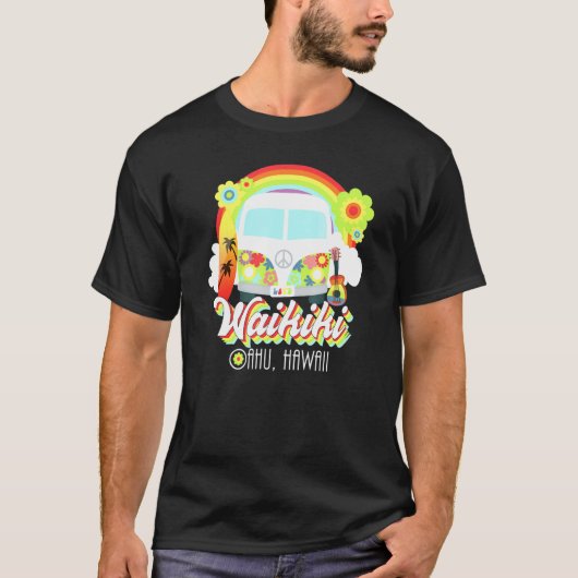 Waikiki Oahu Hawaii Van Hawaiian Beach Surfing T-Shirt (Vorderseite)