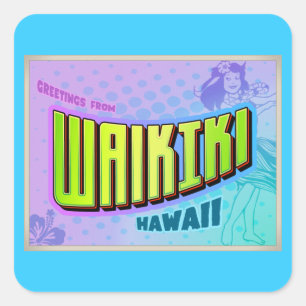WAIKIKI QUADRATISCHER AUFKLEBER