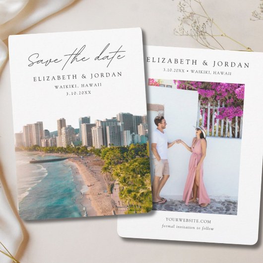 Waikiki Save the Date Hawaii Wedding Einladung