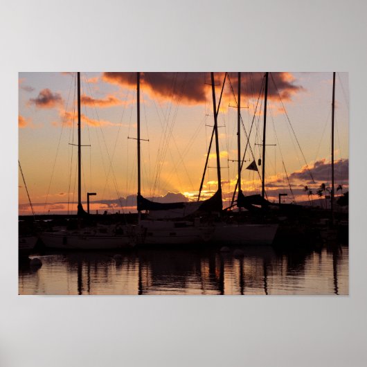 Waikiki Small Boat Harbour Print Poster (Vorne)