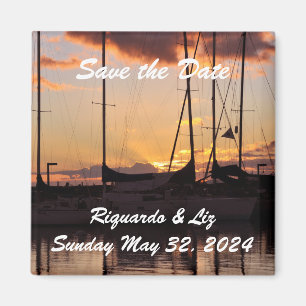 Waikiki Sonnenuntergang-Hafen Save the Date, der Magnet