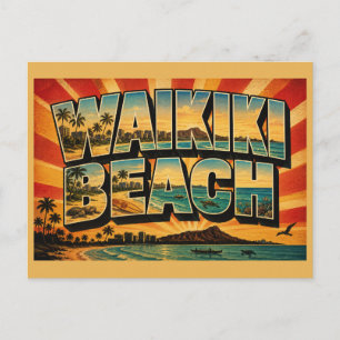 Waikiki-Strand Hawaii Goldener Sand Ozean Kunst Postkarte