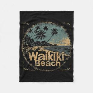 Waikiki-Strand Hawaii Hi Vintage 70er 80er Palme Fleecedecke