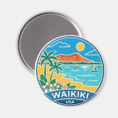 Waikiki-Strand Hawaii Magnet (Vorderseite/Rückseite)