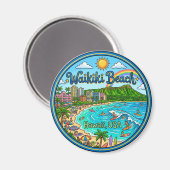 Waikiki-Strand Hawaii Magnet (Vorderseite/Rückseite)