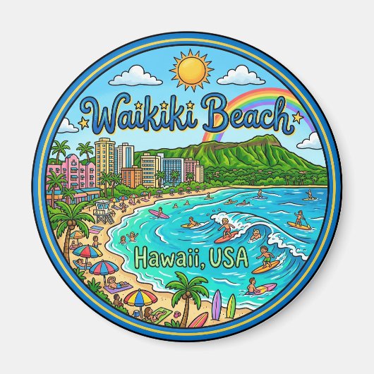 Waikiki-Strand Hawaii Magnet (Vorne)