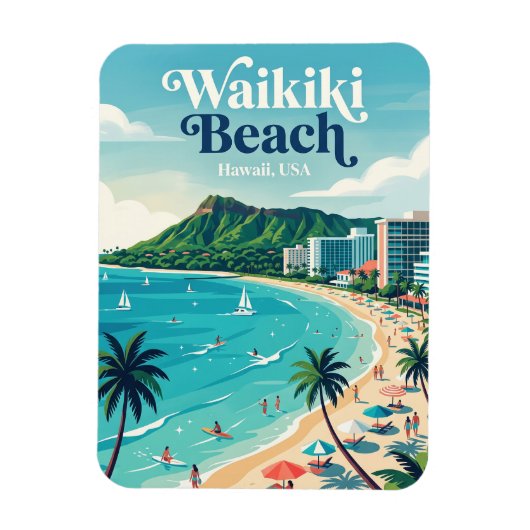 Waikiki-Strand Hawaii Magnet (Vertikal)