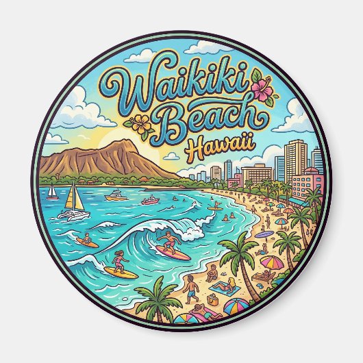Waikiki-Strand Hawaii Magnet (Vorne)