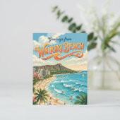 Waikiki-Strand Hawaii Postkarte (Stehend Vorderseite)