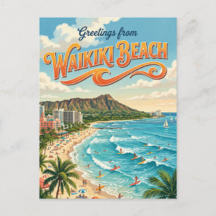 Waikiki-Strand Hawaii Postkarte