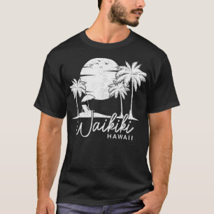 Waikiki-Strand Hawaii Surf Vintage Sonnenuntergang T-Shirt