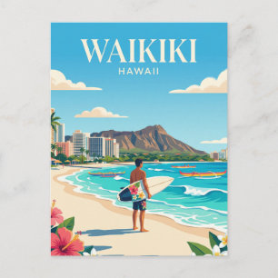Waikiki-Strand, Honolulu Hawaii Postkarte