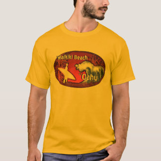 Waikiki Strand-Oahu Hawaii orange sufer T-Shirt