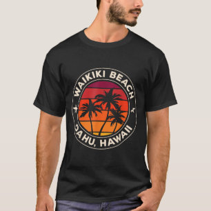 Waikiki-Strand Oahu Hawaii Vintage-Sonnenuntergang T-Shirt