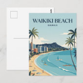 Waikiki-Strand Postkarte (Vorne/Hinten)